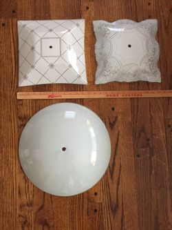 3 Vintage Frosted Glass Ceiling Shades, Selling Separately