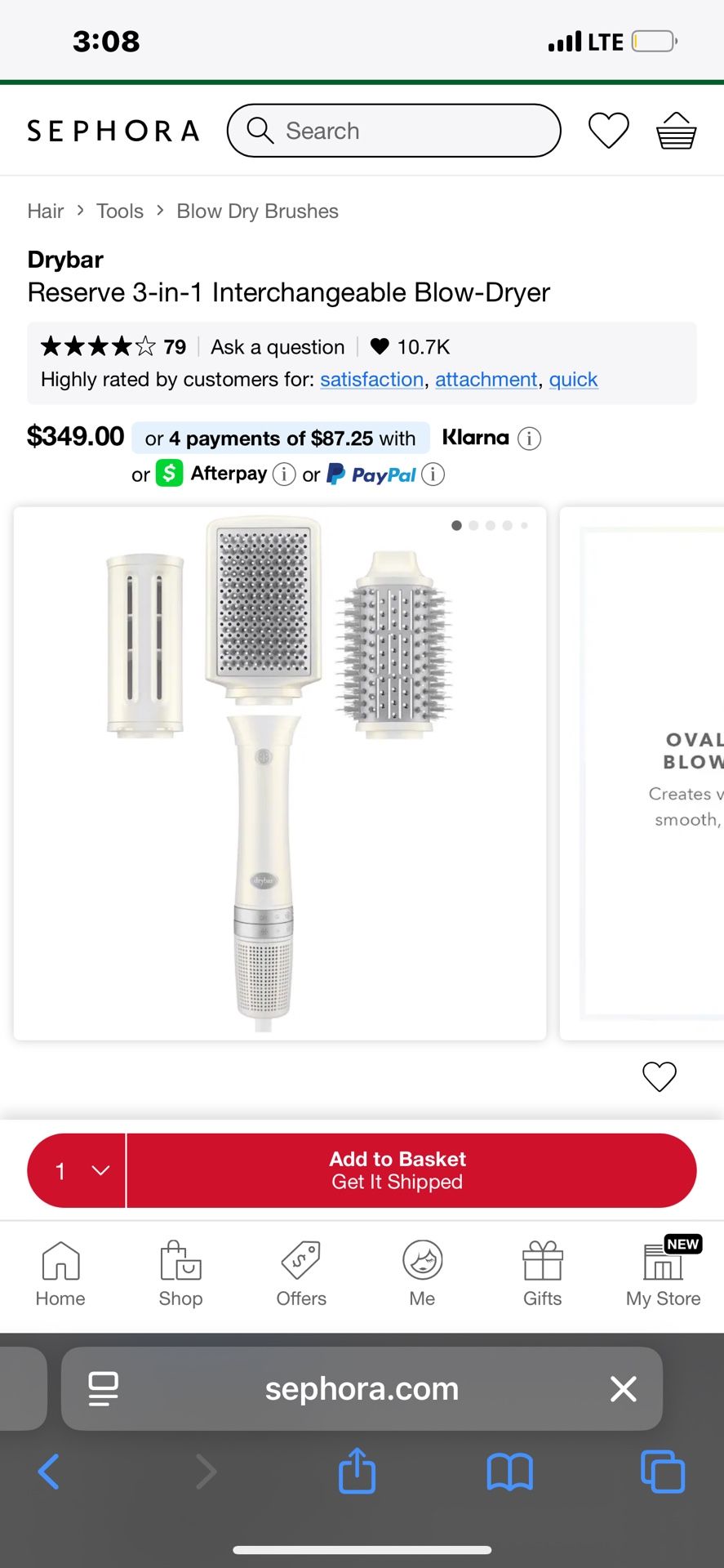 Dry bar Blow Reserve blow Drying Brush