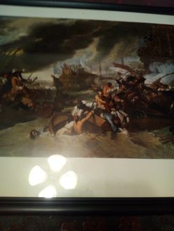 Vintage 1535 Benjamin West (1738-1820) the battle of hogue / Andrew Mellon fund /national gallery of art,Washington d.c. / 14x11 print