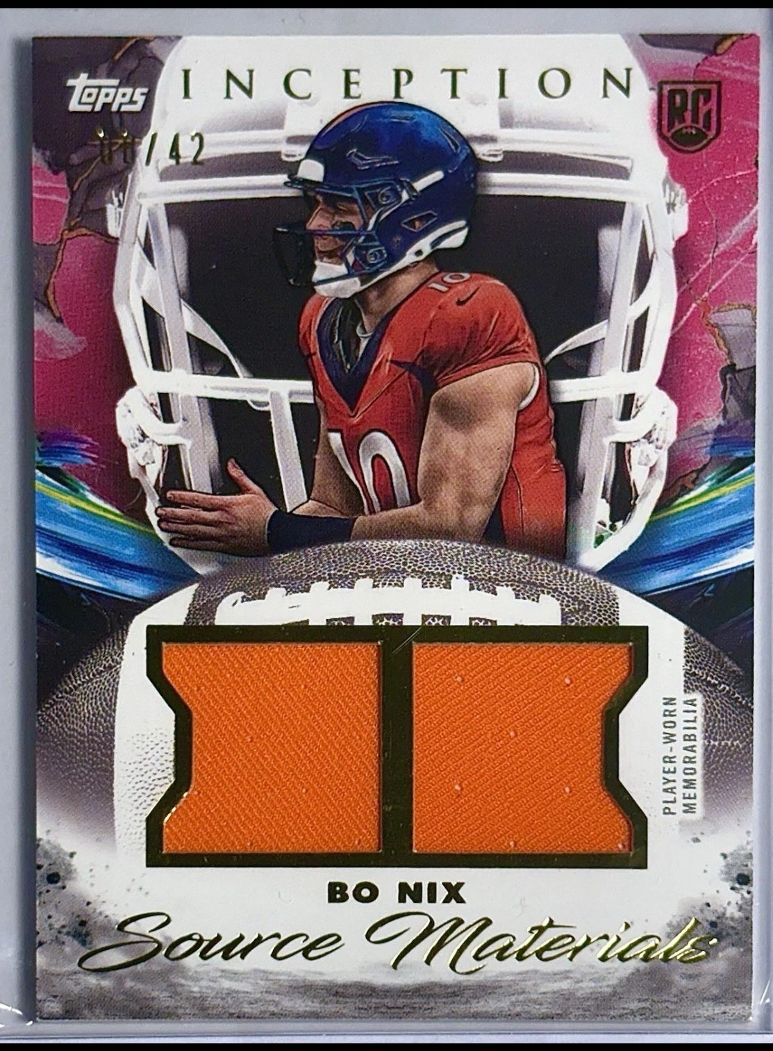 2024 Topps Inception BO NIX Dual Relic Rookie Source Materials Broncos #/42 RC