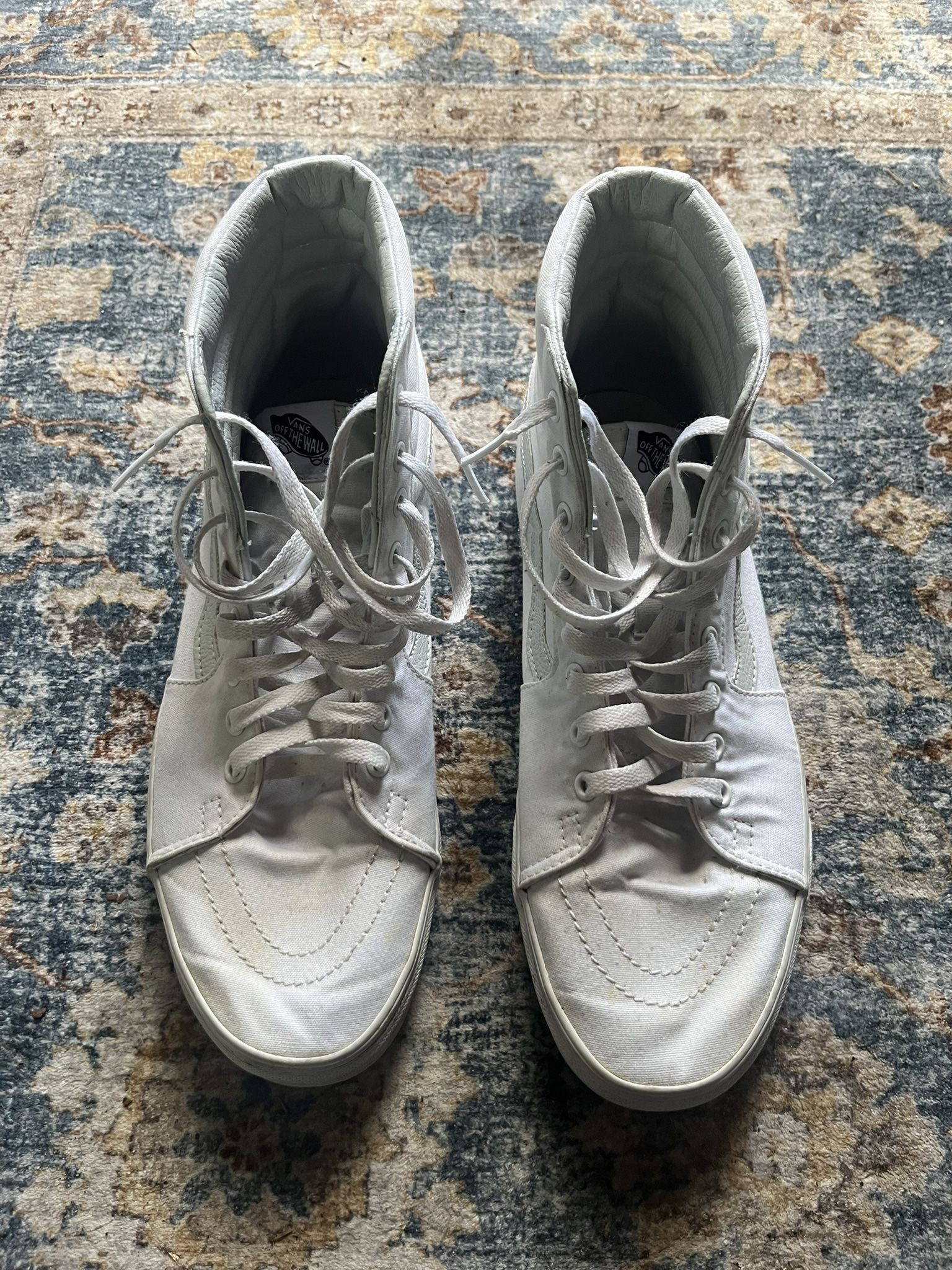 All White Hi Top Vans