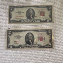 1953 2 Dollar Bills, 1 Is a Star Note
