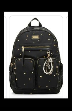 NWT Madden Girl Kylie Dome Backpack. Black w/ Gold Hearts. MSRP- $78.
