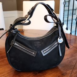 Dooney & Bourke Black Suede Leather Hobo Bag
