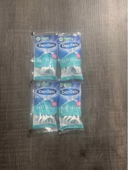 Set of 4 New DenTek Easy Reach 3-Count Mint Flavored Floss Picks Travel Packs