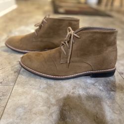 Mens OLD NAVY CHUKKA BOOTS Size-9 Rust Brown Tan Ankle Casual Faux Suede