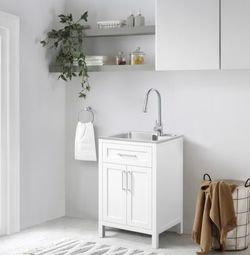 OVE Decors Paloma Utility Sink with Pull-down Faucet Included 22” by 18”