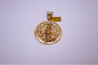 14 K two-tone religious Saint Lazarus circular pendant