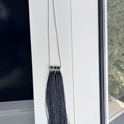 Black and Silver Fringe Beaded Necklace