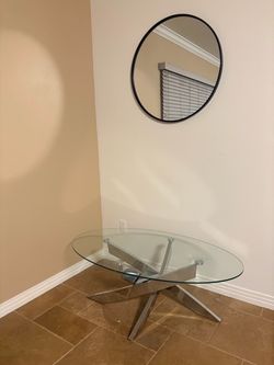 Round Glass Coffee Table with Chrome Base