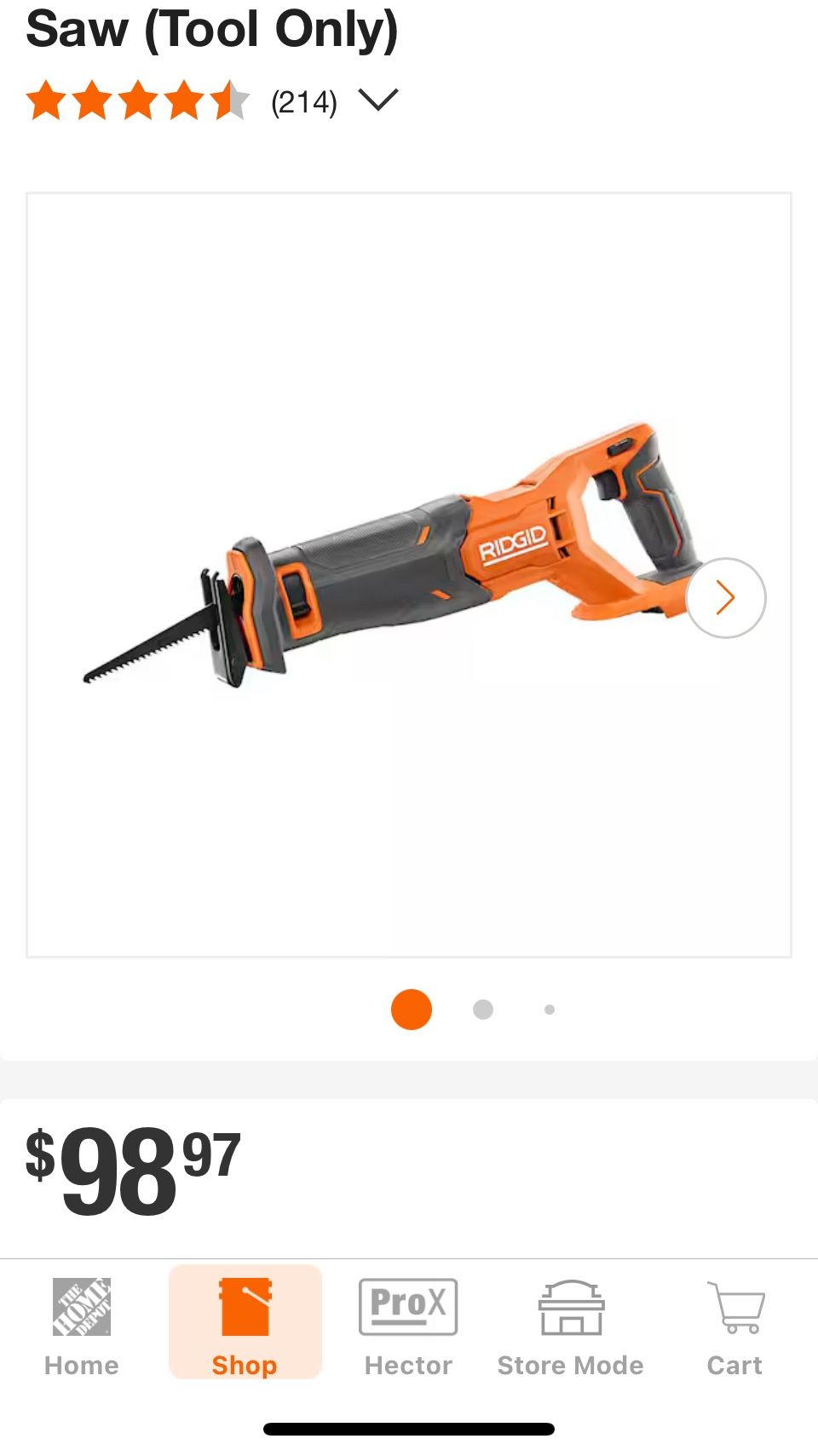 RIDGID 18V Cordless Reciprocating Saw (Tool Only)