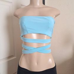 Aqua Bandeau Top NWOT