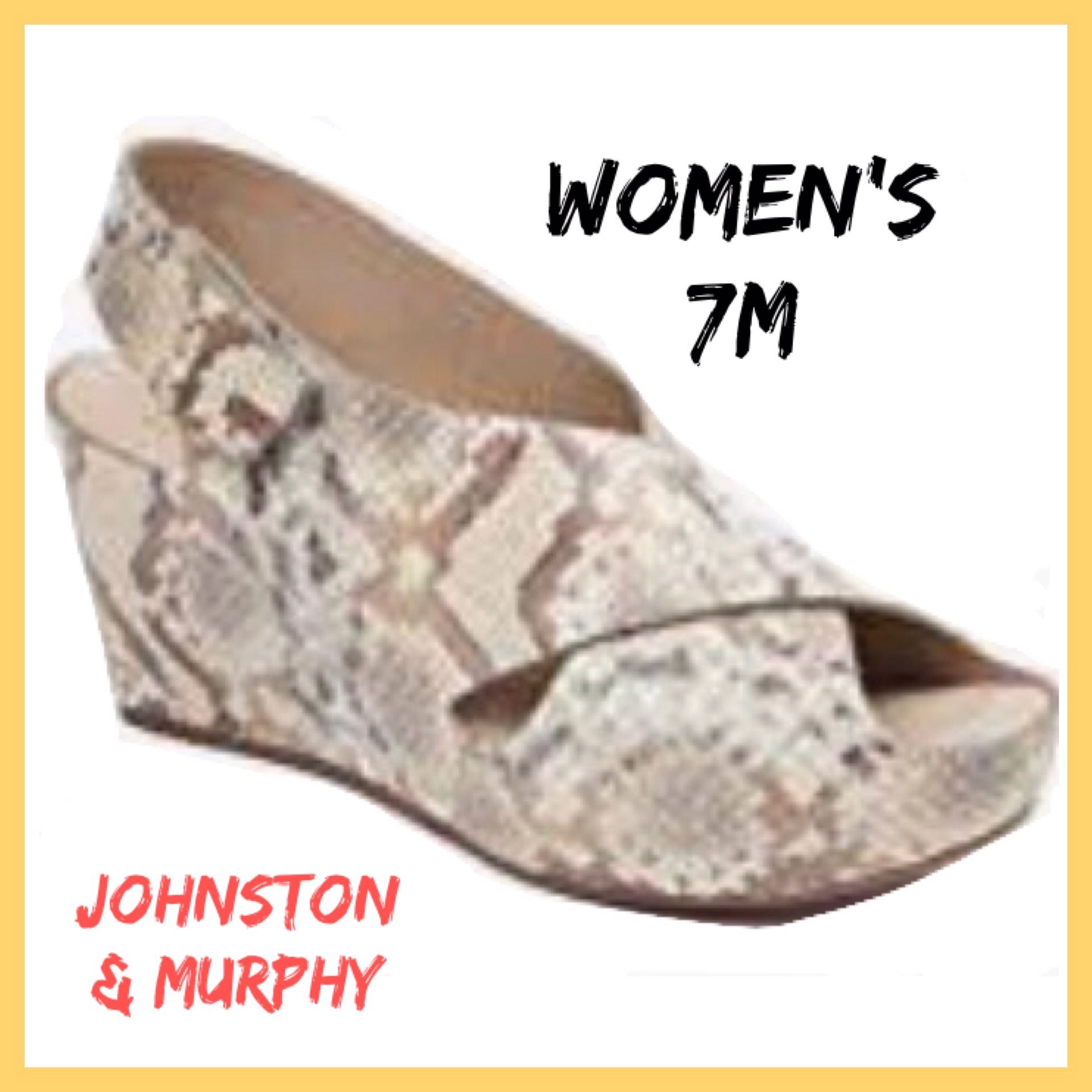 NIB Women’s Designer Johnston & Murphy Tori Snake Print Leather Wedge Sz:7