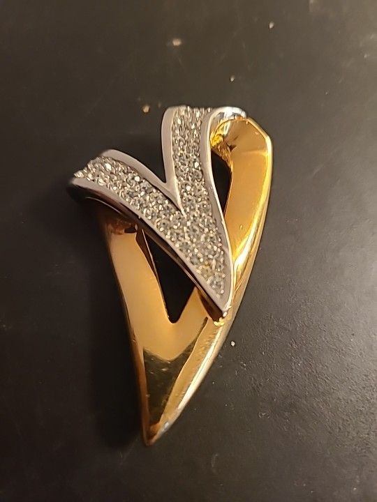 EXQUISITE NEW Swarovski 2-Tone Heart w/ Austrian CZ Brooch & Pendant Combo.

