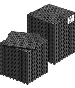 VEVOR Interlocking Tile 55PCS Black, Drainage Tiles 12" x 12" Splicing, Soft PVC Interlocking Drainage Floor Tiles, Non-Slip Drainage Holes for Restro