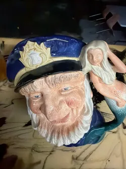 Royal Doulton Old Salt Character Jug D6551 - Sea Captain with Mermaid