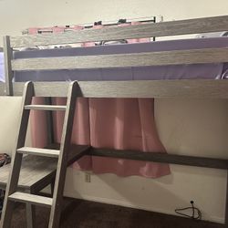 Kids Twin Panel Loft Bed With Built In Desk