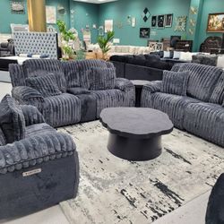 Recliner Fluffy Living Room Set 