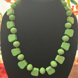 OOAK Green Apple Color Gemstone And Jasper Necklace 