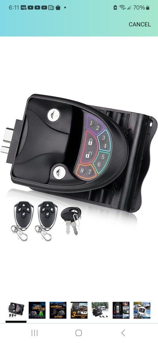 Upgraded RV Door Lock Fit 2.75x3.75 Inch Hole Lock with Key and Remote for Travel Trailer
