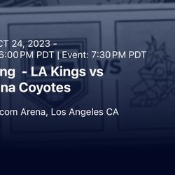 Kings Vs Coyotes Parking Pass Lot 4