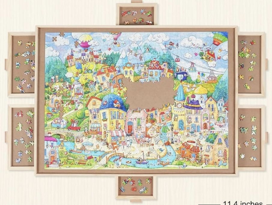 Puzzle Board With 6 Drawers