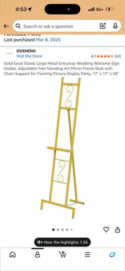 Gold Easel Stand