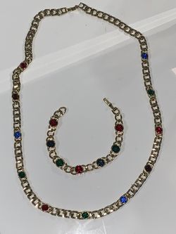 GOLD CHAIN AND BRACELET SET
