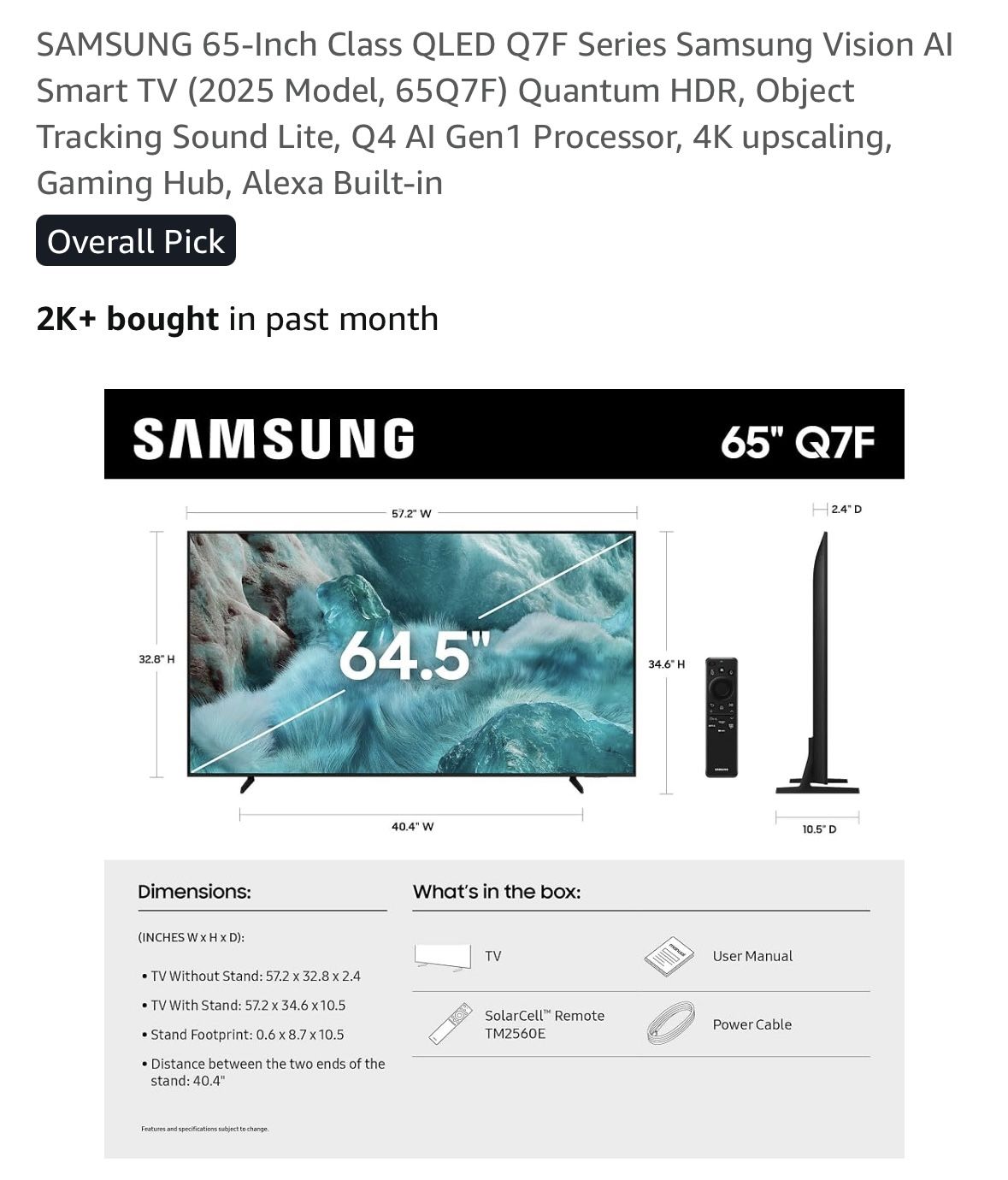 Samsung 65” QLED