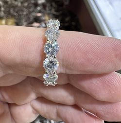 Certified! 7.00ct Moissanite Eternity Ring In 18k Gold Over 925 Silver