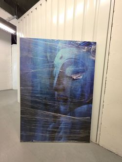 Blue Buddha Head Art Canvas Large Frame