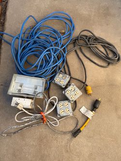 Extension Cords, Power Boxes, and Work Light Lot