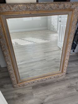 Beautiful Large Ornate Antique Gold Mirror 51 X 41