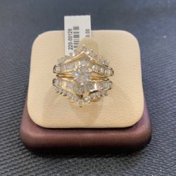 14 K Y GOLD DIAMOND ENGAGEMENT RING SET CENTER ROUND 0.50 Cts Side 1.25 Cts
