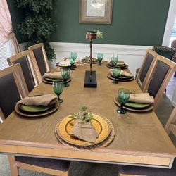 Heavy, Heavy, Heavy, Tan, Wood Table, Trimmed in Gray