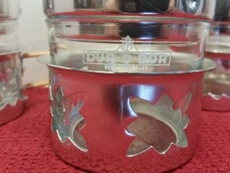 Vintage Dur-A-Bor Glass and Silver French Press Coffee Cups set of 4