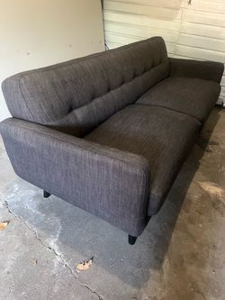 Gray Tufted Fabric 3-Seat Sofa
