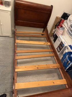 Sleigh Bed Frame (twin) with head and footboard (wood)