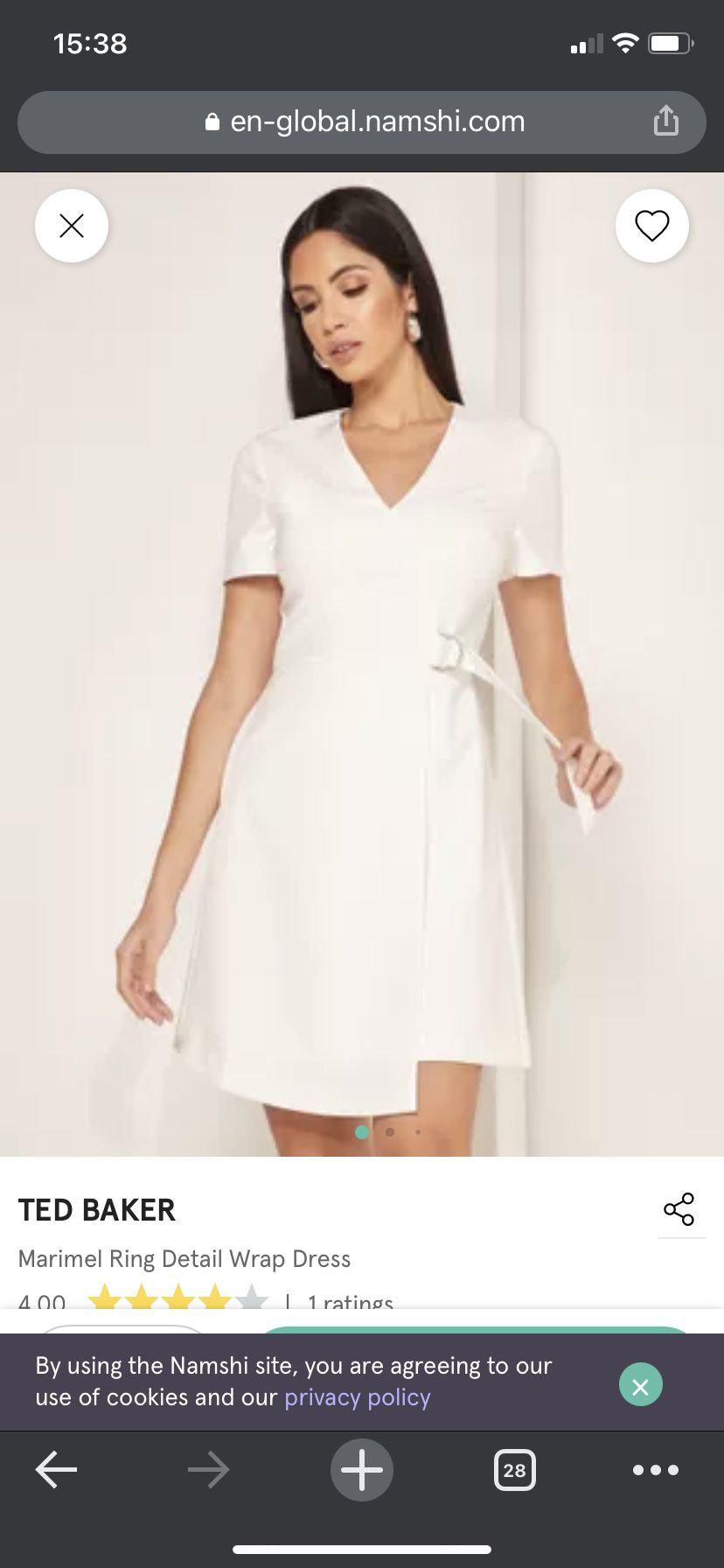 Ted Baker Marimel Ring Detail Wrap Dress - White
