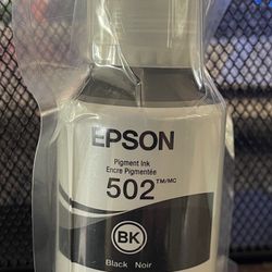Epson 502 Pigment Black Printer Ink /Black/Unopened Bag