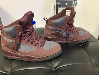 Jordan Air Flight High-Top Sneaker Boots Burgundy Suede (Authentic)