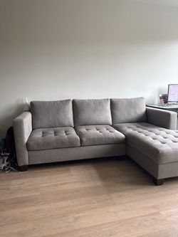 Gray Fabric Sectional Sofa with Storage Chaise