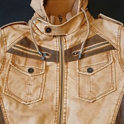 SUPER STYLISH & WARM Hooded Faux Leather Jacket NORDSTROM NWOT Unisex S