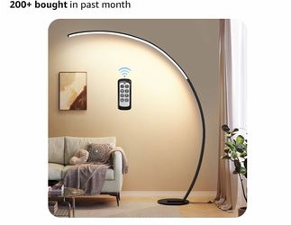 R4 )75 inch Dimmable LED Arc Floor Lamp for Living Room with Foot and Remote Control, 3 Color Temperatures, 3000K-6000K Whites, LED Corner Lamp, Moder