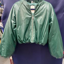 Vegan Leather Bomber Jacket