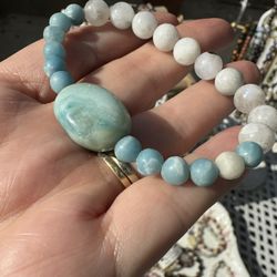 Amazonite, Larimar And Moonstone Bracelet 