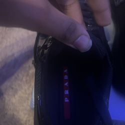 Patent leather and technical fabric Prada America's Cup sneakers