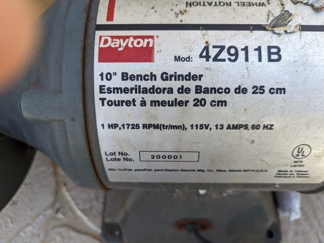 10"Bench Grinder. Model 4z911B