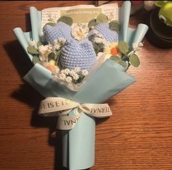 Blue Tulip Crochet Flower Bouquet