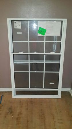 35.2 in. x 53.3in. V-2500 Series Double Hung Vinyl Window with Grids - White